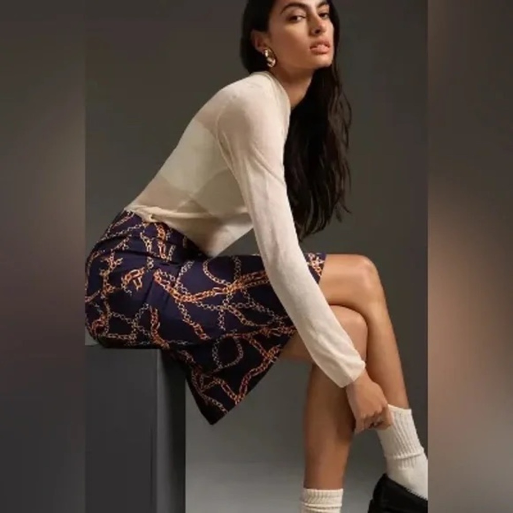 Anthropologie | THE COLETTE SKIRT BY MAEVE Blue Motif XS
